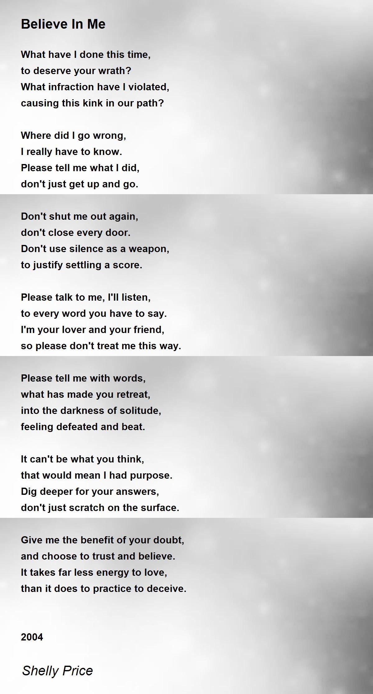 Believe In Me Believe In Me Poem by Shelly Price