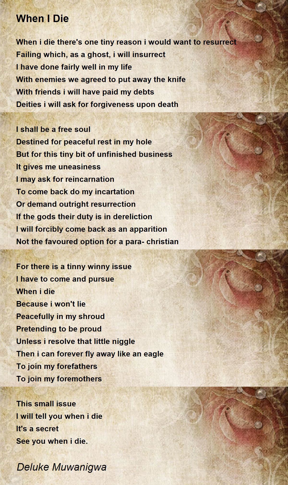 When I Die Poem Printable Printable World Holiday When I Die Poem Printable Printable World Holiday