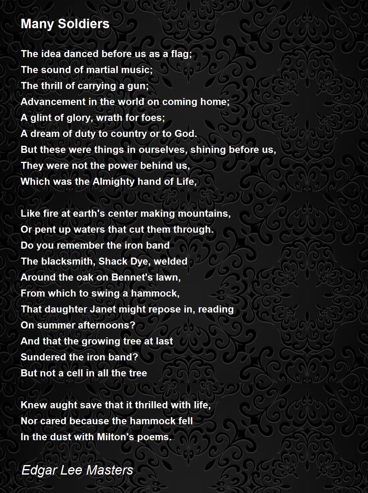Many Soldiers Poem by Edgar Lee Masters - Poem Hunter
