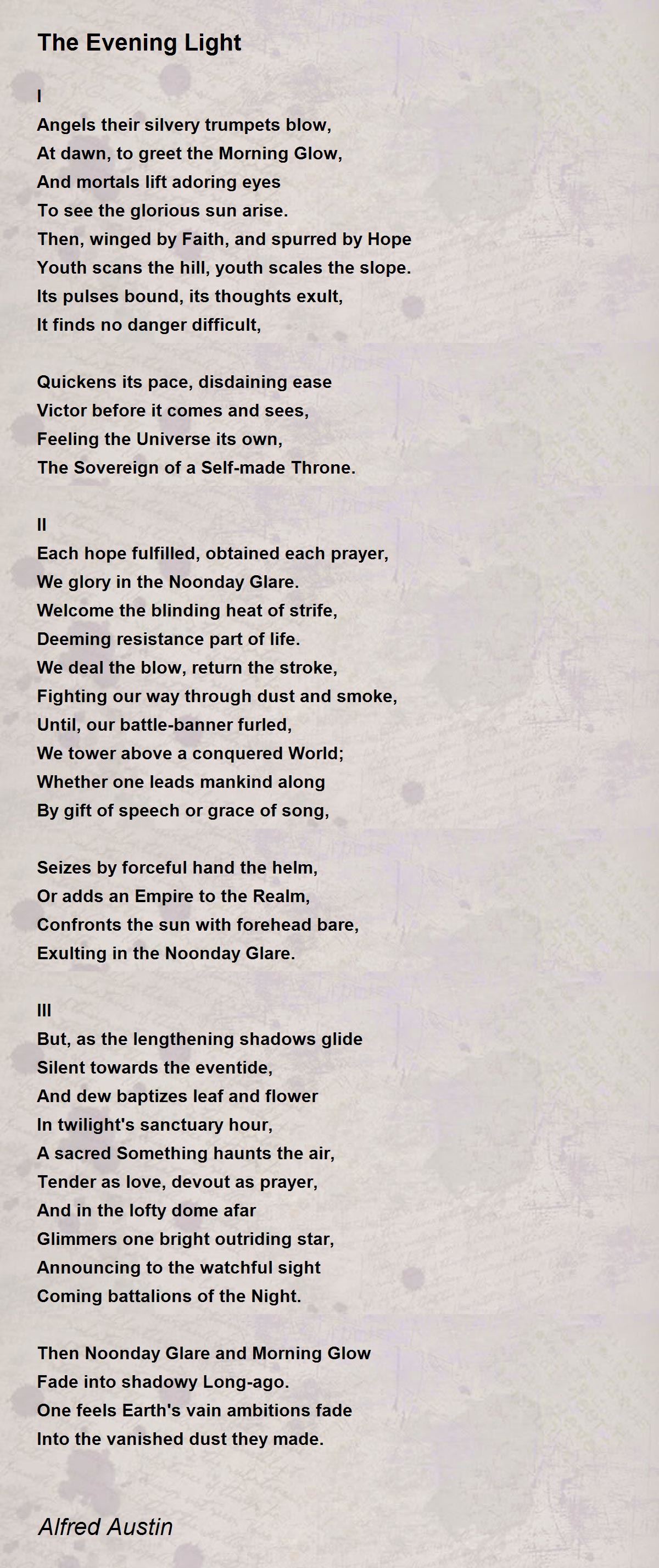 The Evening Light The Evening Light Poem by Alfred Austin