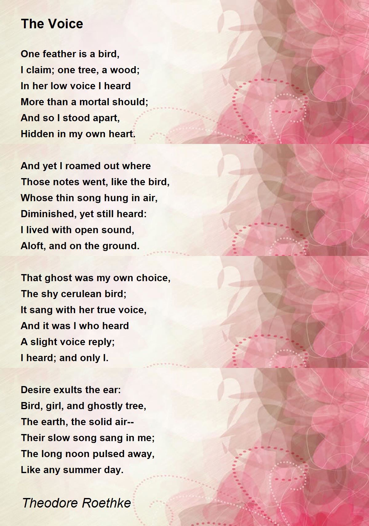 The Voice The Voice Poem by Theodore Roethke