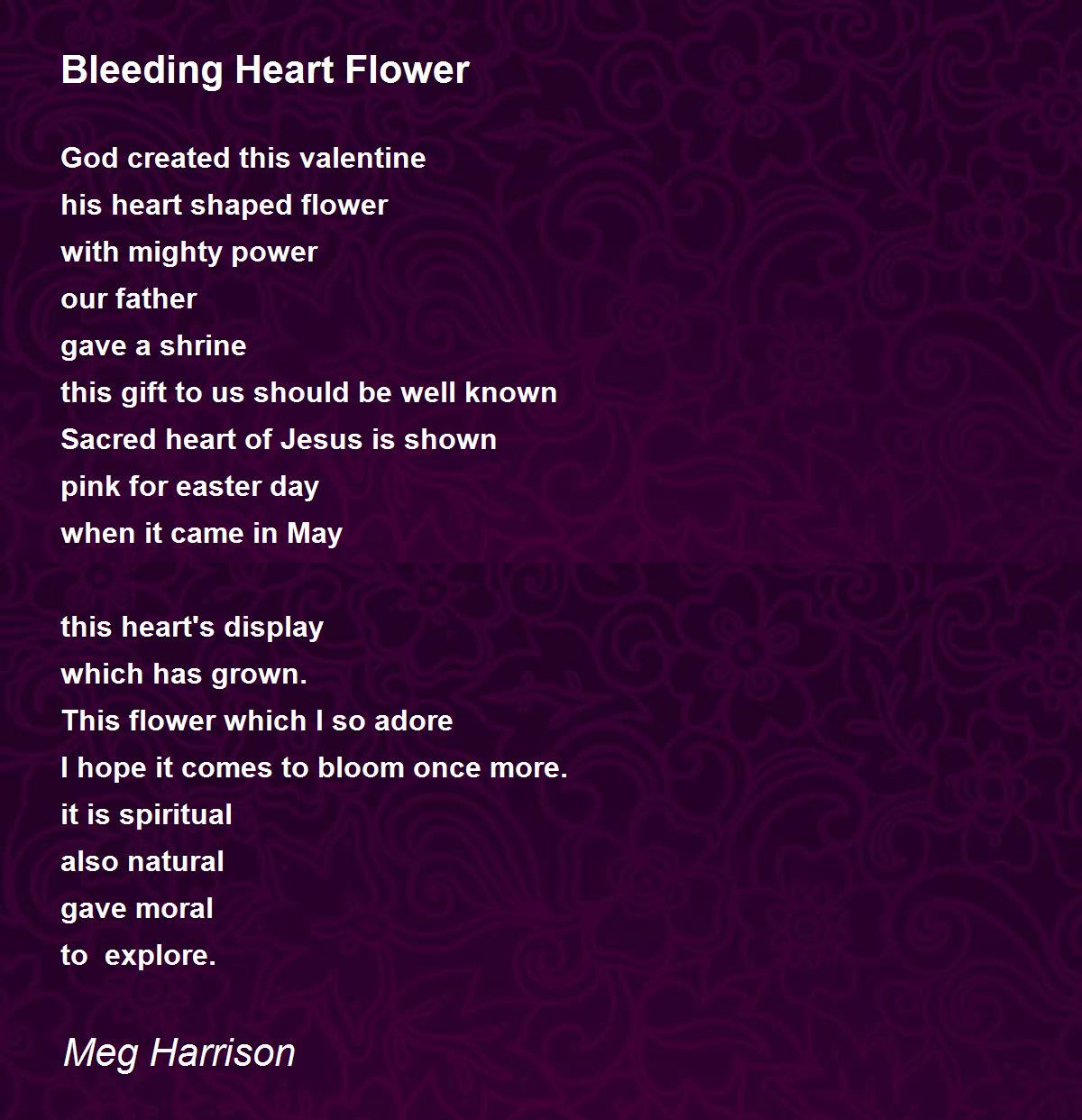 Bleeding Heart Flower Bleeding Heart Flower Poem by Meg Harrison