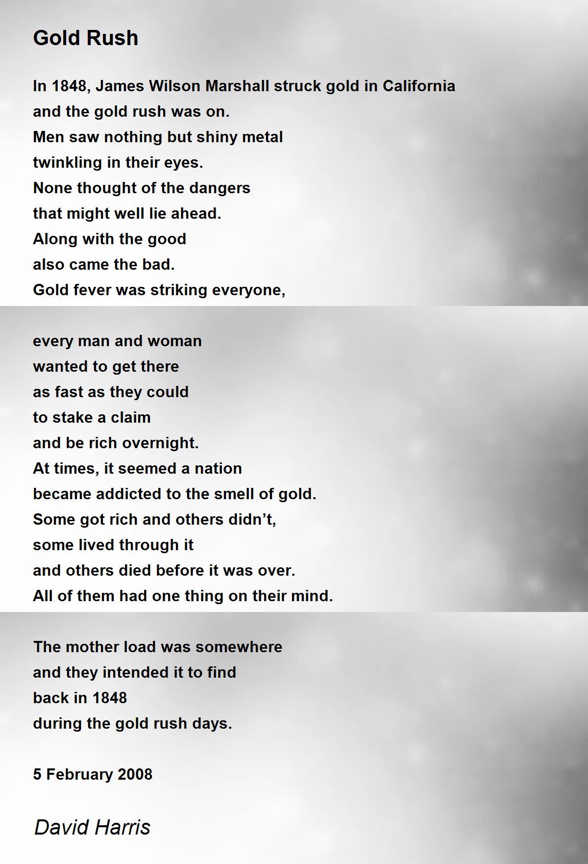 Gold Rush Poem by David Harris - Poem Hunter