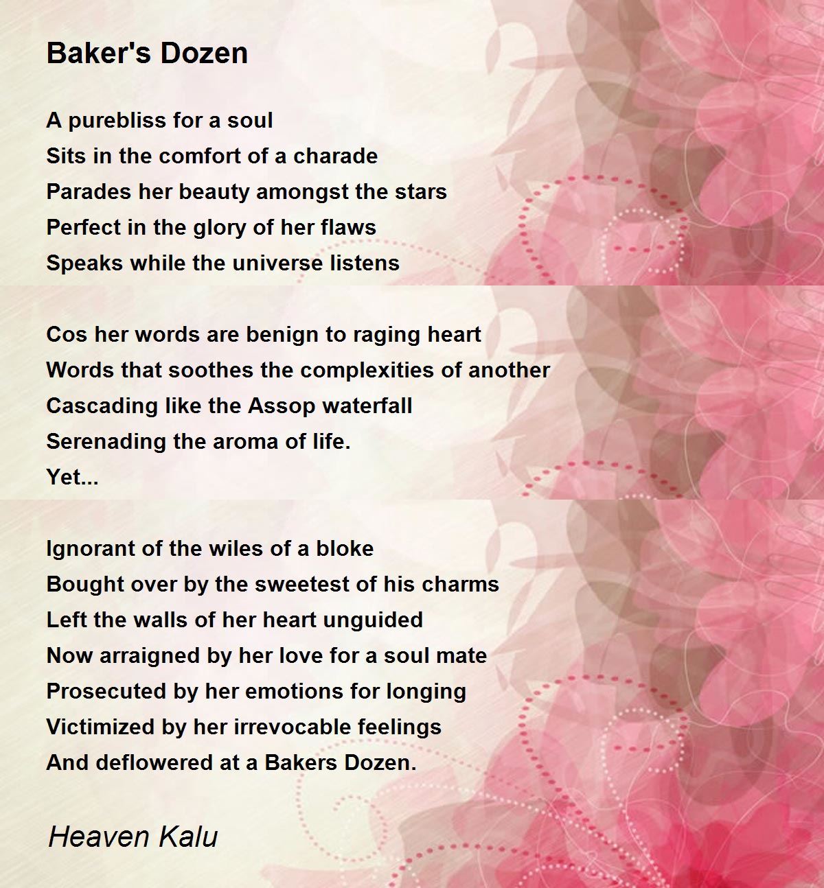 Baker's Dozen Poem by Heaven Kalu Poem Hunter