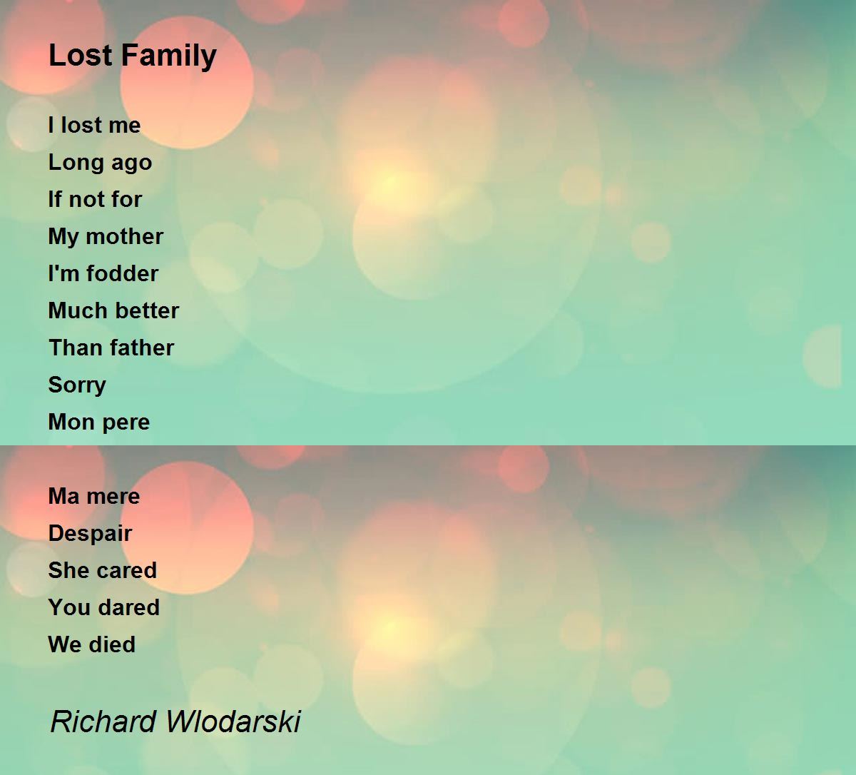 Lost Family Lost Family Poem by Richard Wlodarski