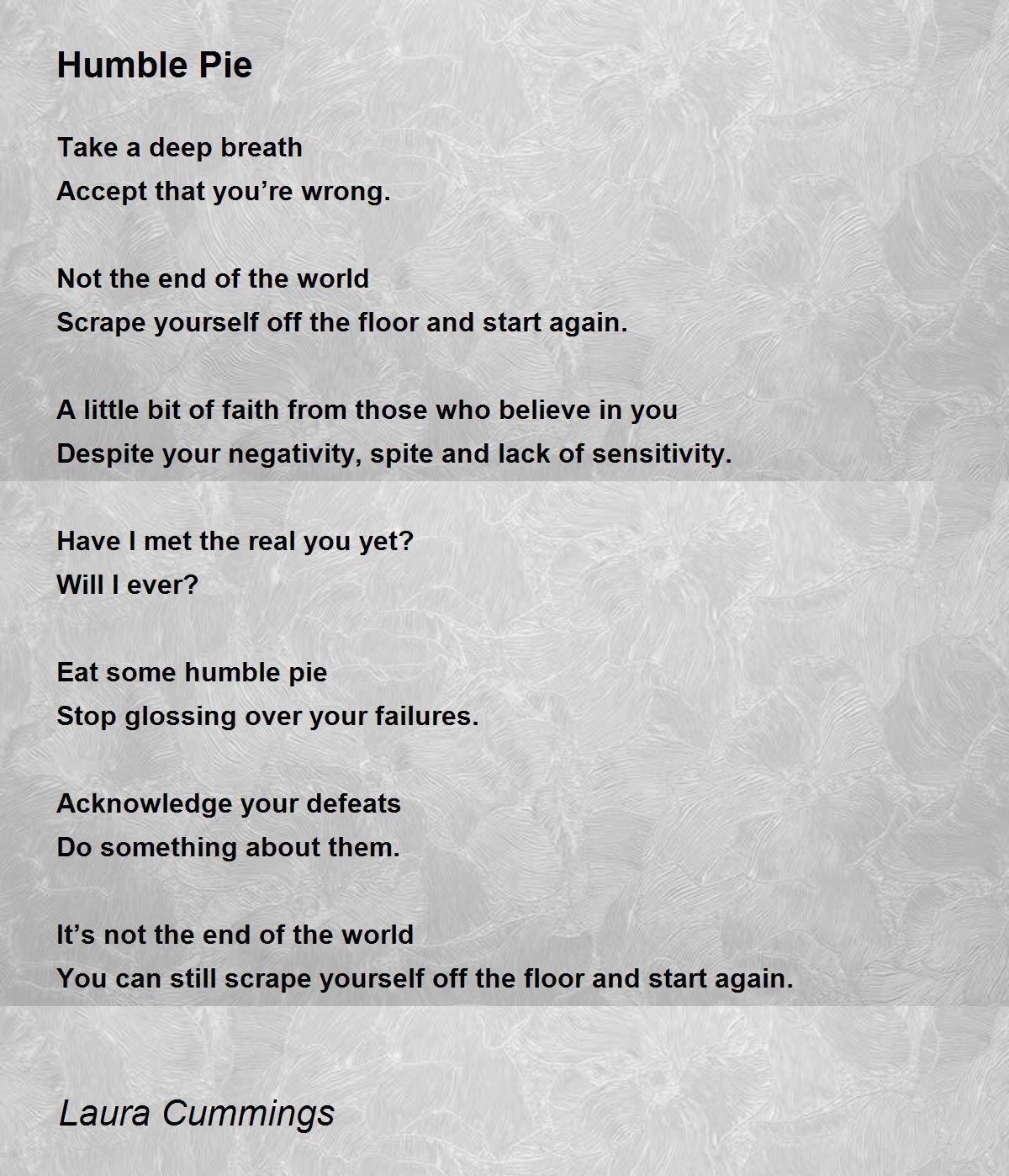 Humble Pie Humble Pie Poem by Laura Cummings
