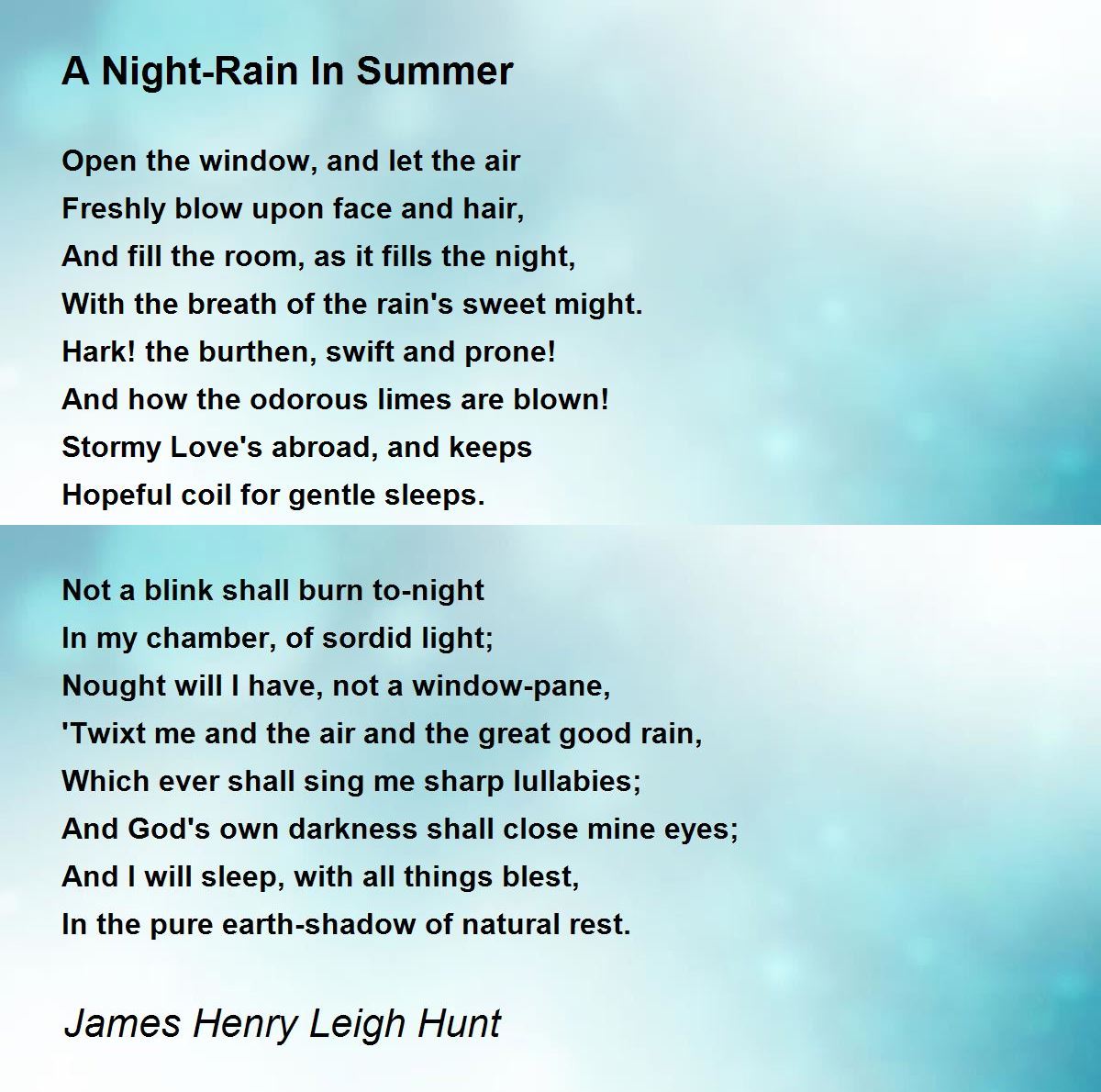 rain in summer poem explanation