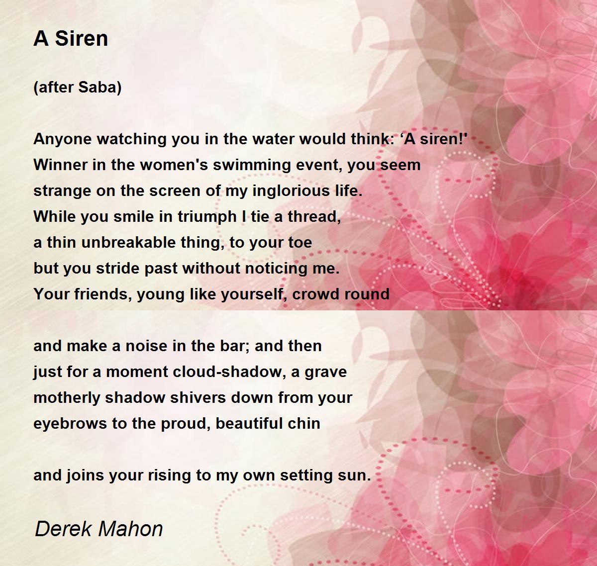 A Siren Poem by Derek Mahon Poem Hunter