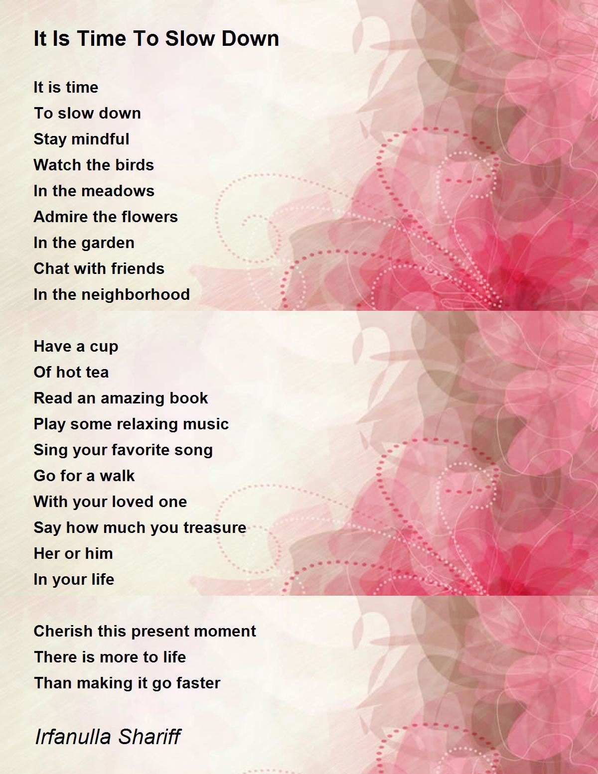 It Is Time To Slow Down It Is Time To Slow Down Poem by Irfanulla Shariff