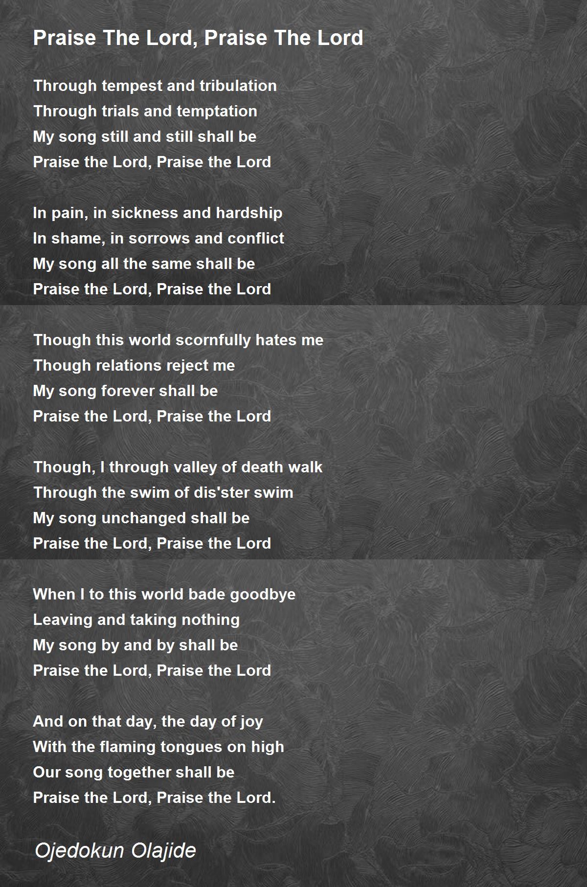 Praise The Lord, Praise The Lord by Ojedokun Olajide Praise The Lord