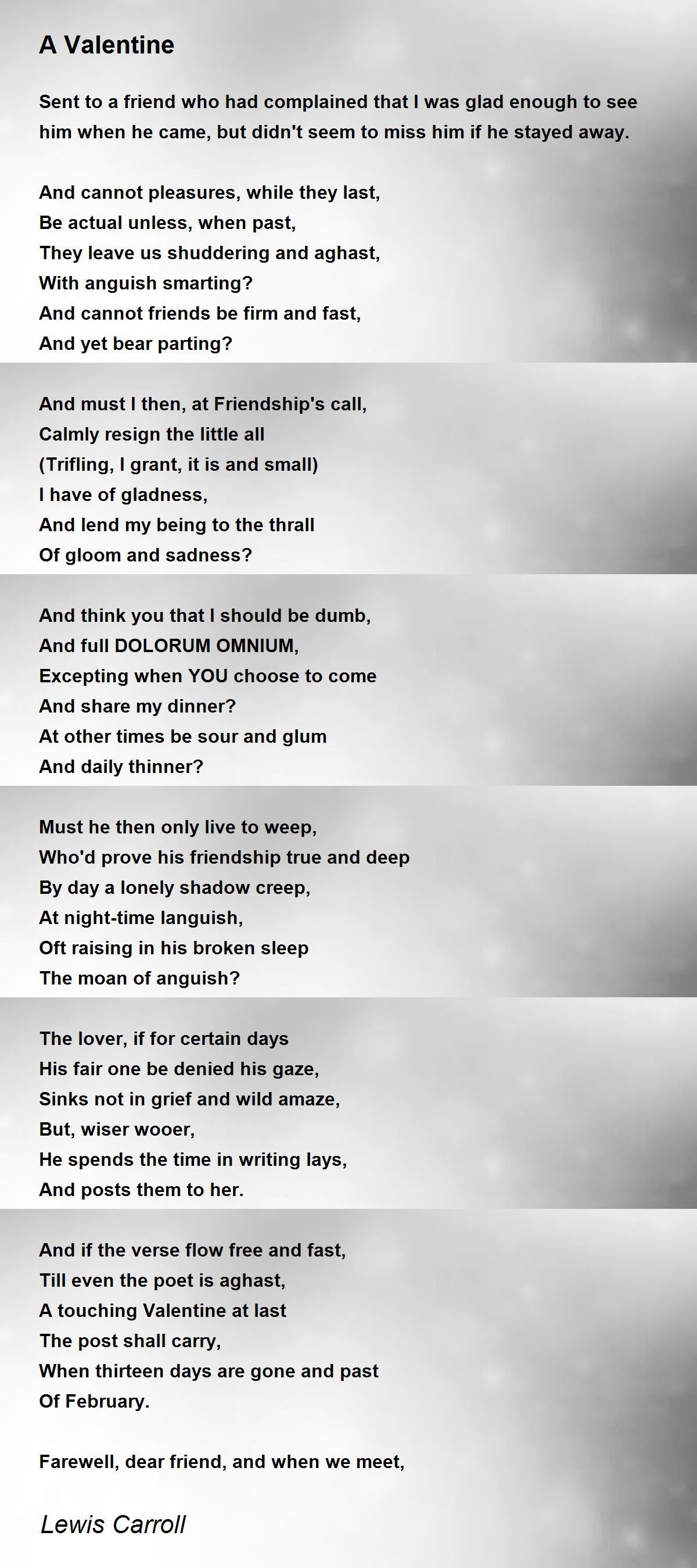 A Valentine - A Valentine Poem by Lewis Carroll