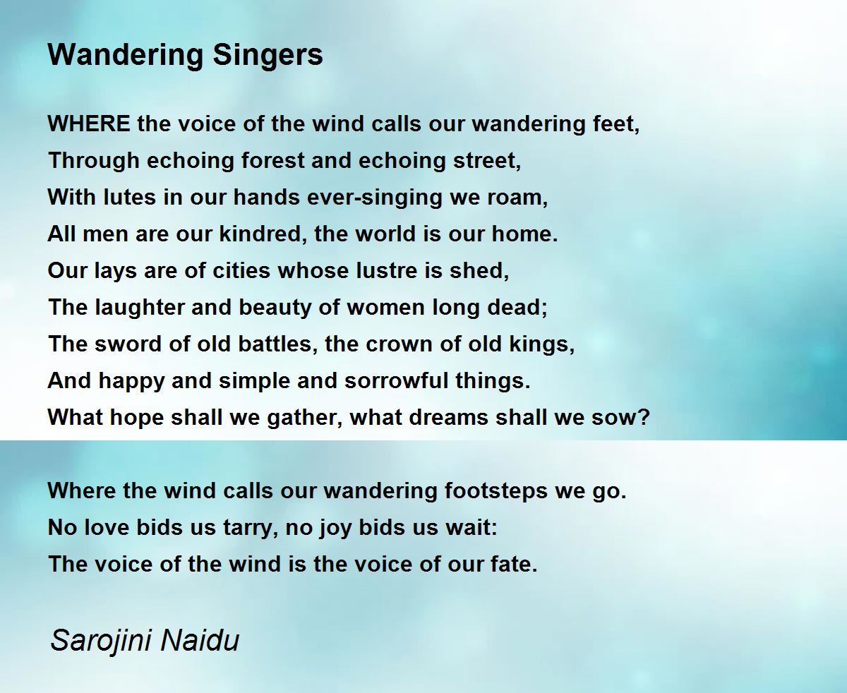 wandering singers poem mcq