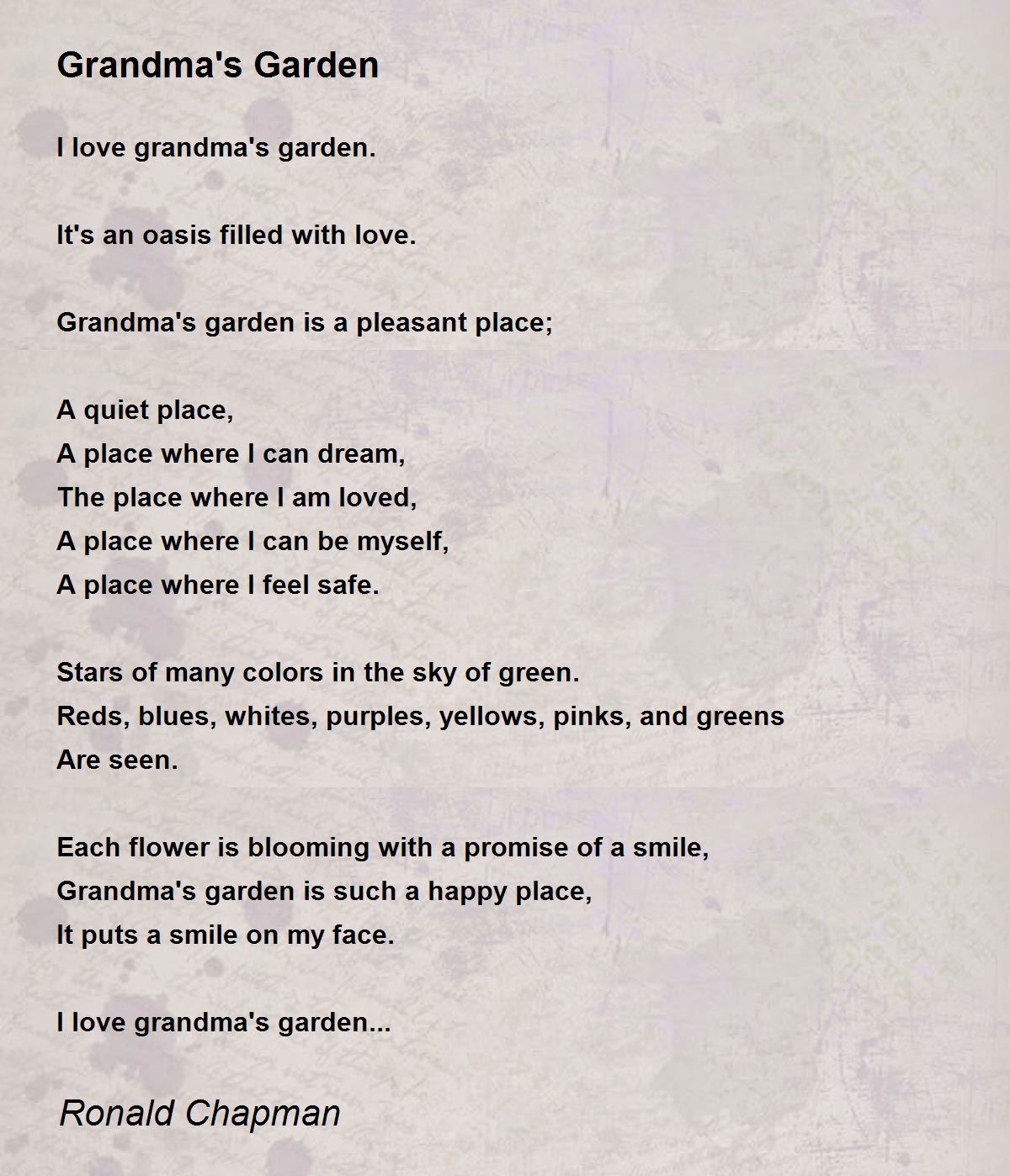Grandma's Garden Grandma's Garden Poem by Ronald Chapman