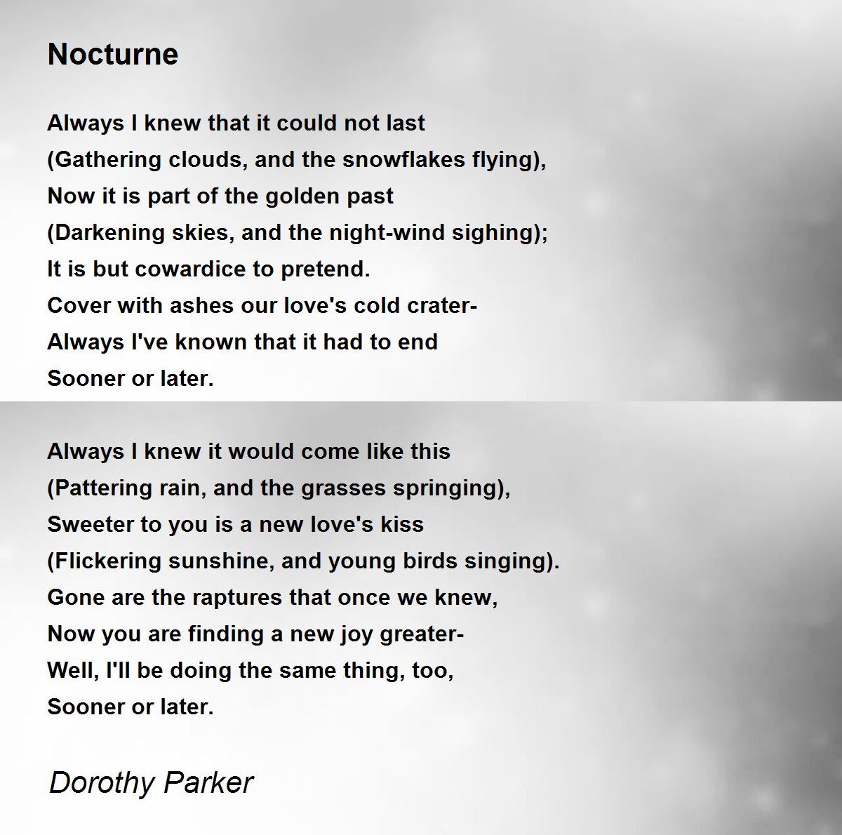 Nocturne Poem by Dorothy Parker - Poem Hunter