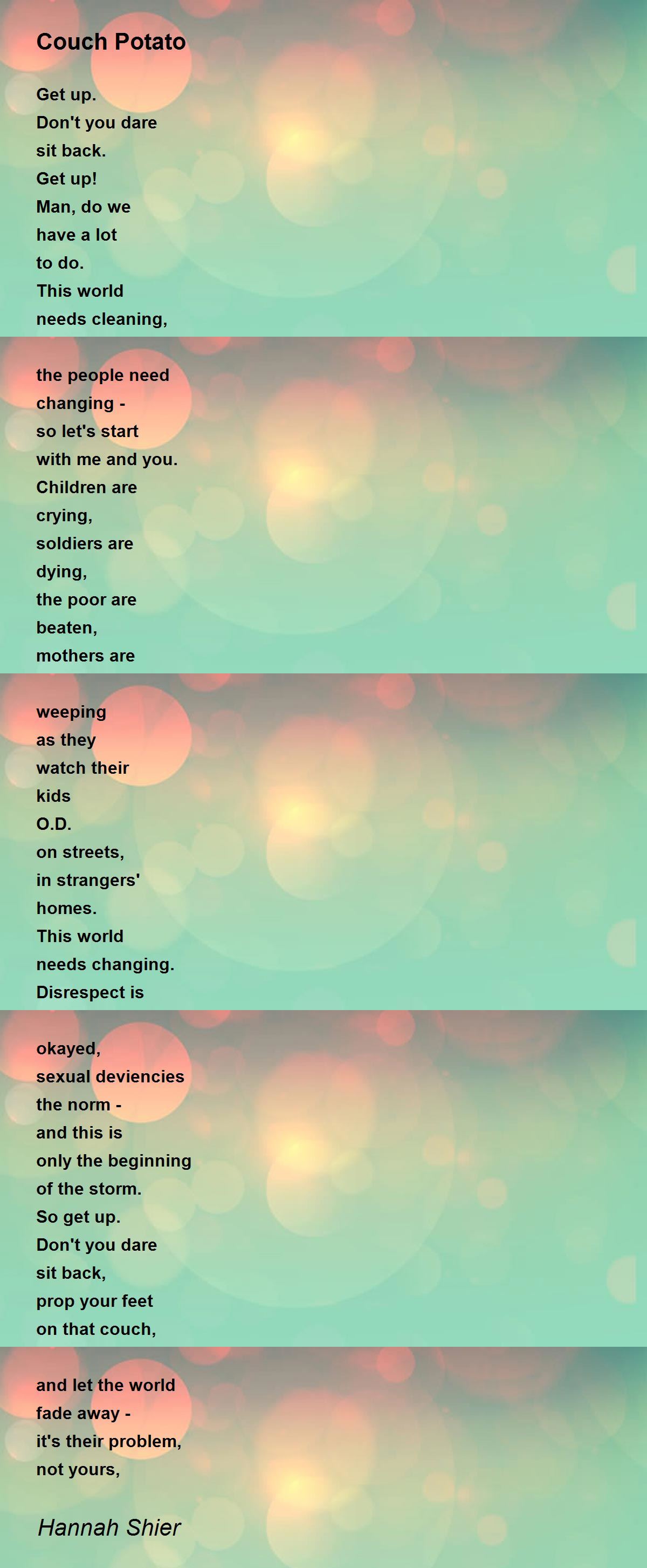 Couch Potato Poem by Hannah Shier Poem Hunter