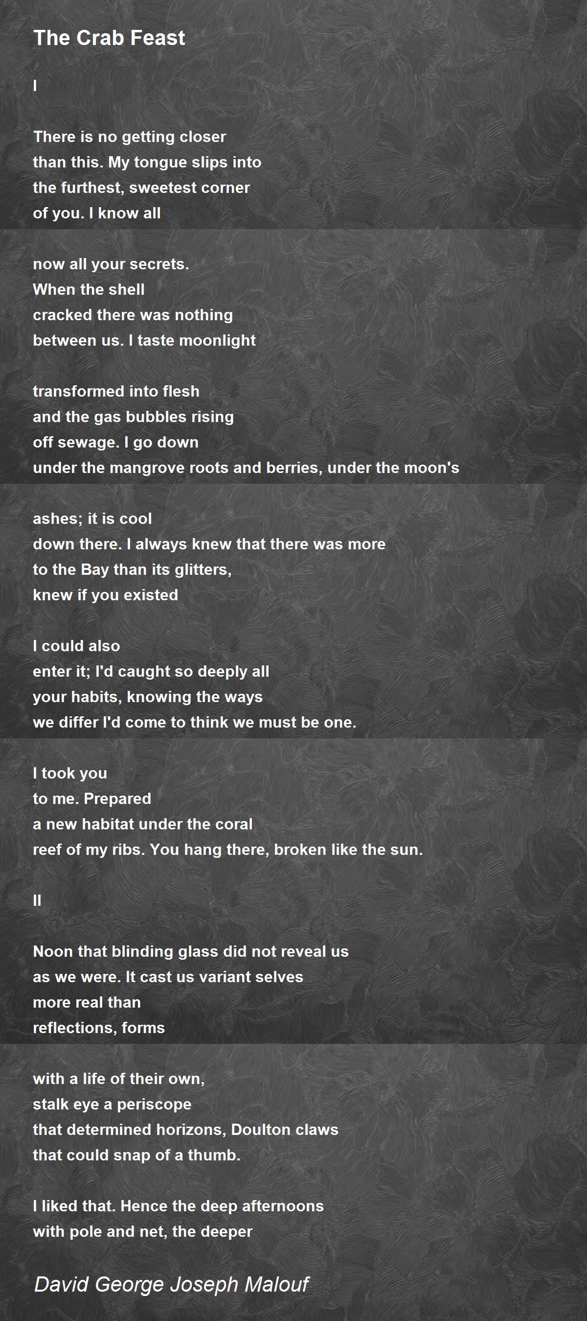 The Crab Feast The Crab Feast Poem by David Joseph Malouf