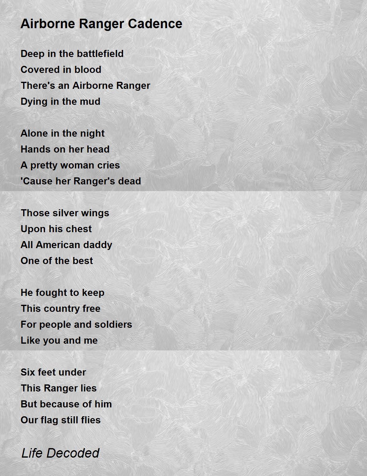 31+ Airborne ranger cadence lyrics