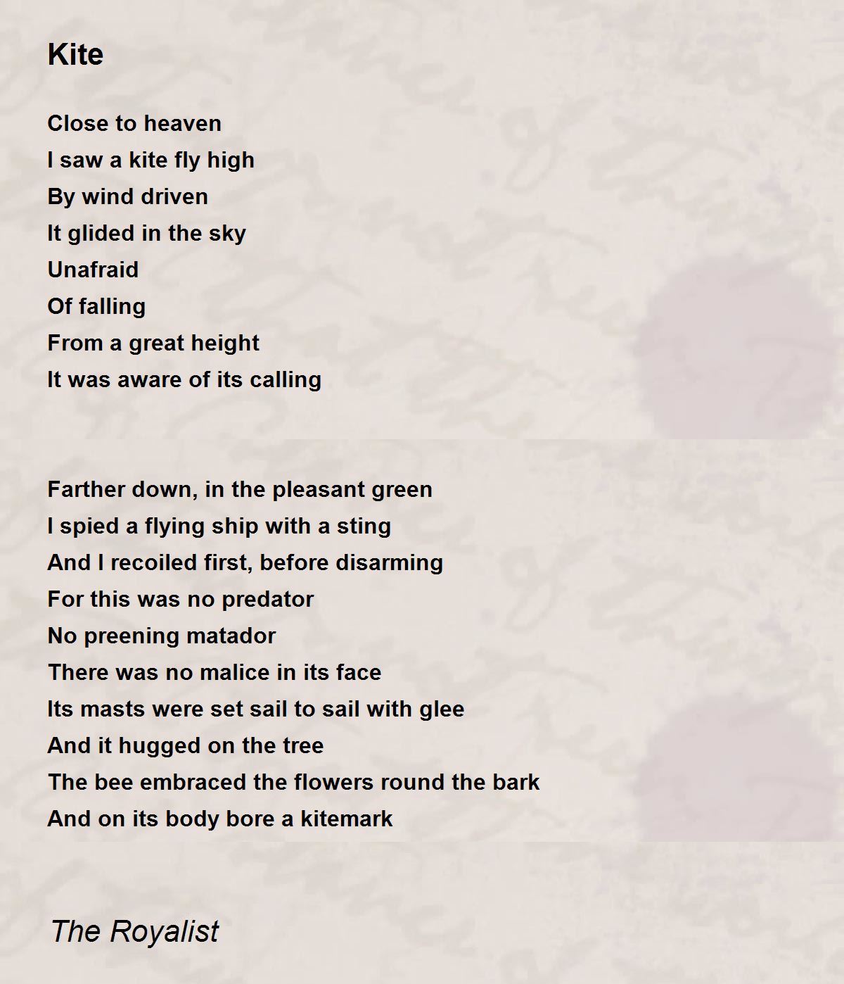 Kite Kite Poem by The Royalist