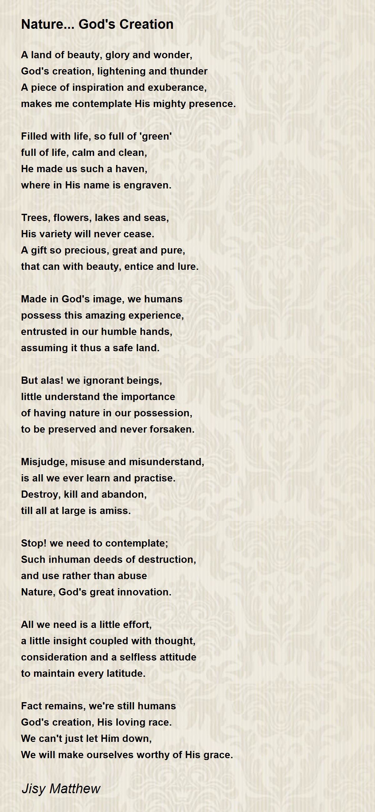 Nature... God's Creation Nature... God's Creation Poem by Jisy Matthew