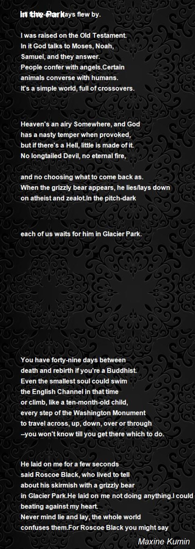 In The Park Poem by Maxine Kumin Poem Hunter