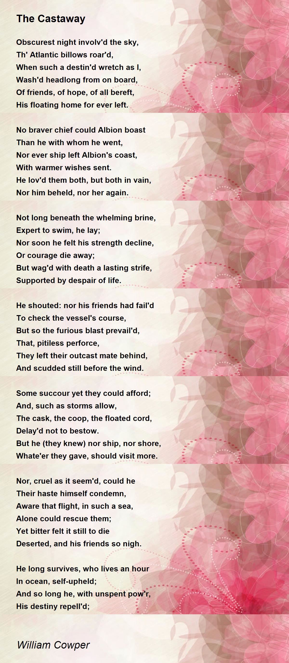 The Castaway Poem by William Cowper - Poem Hunter