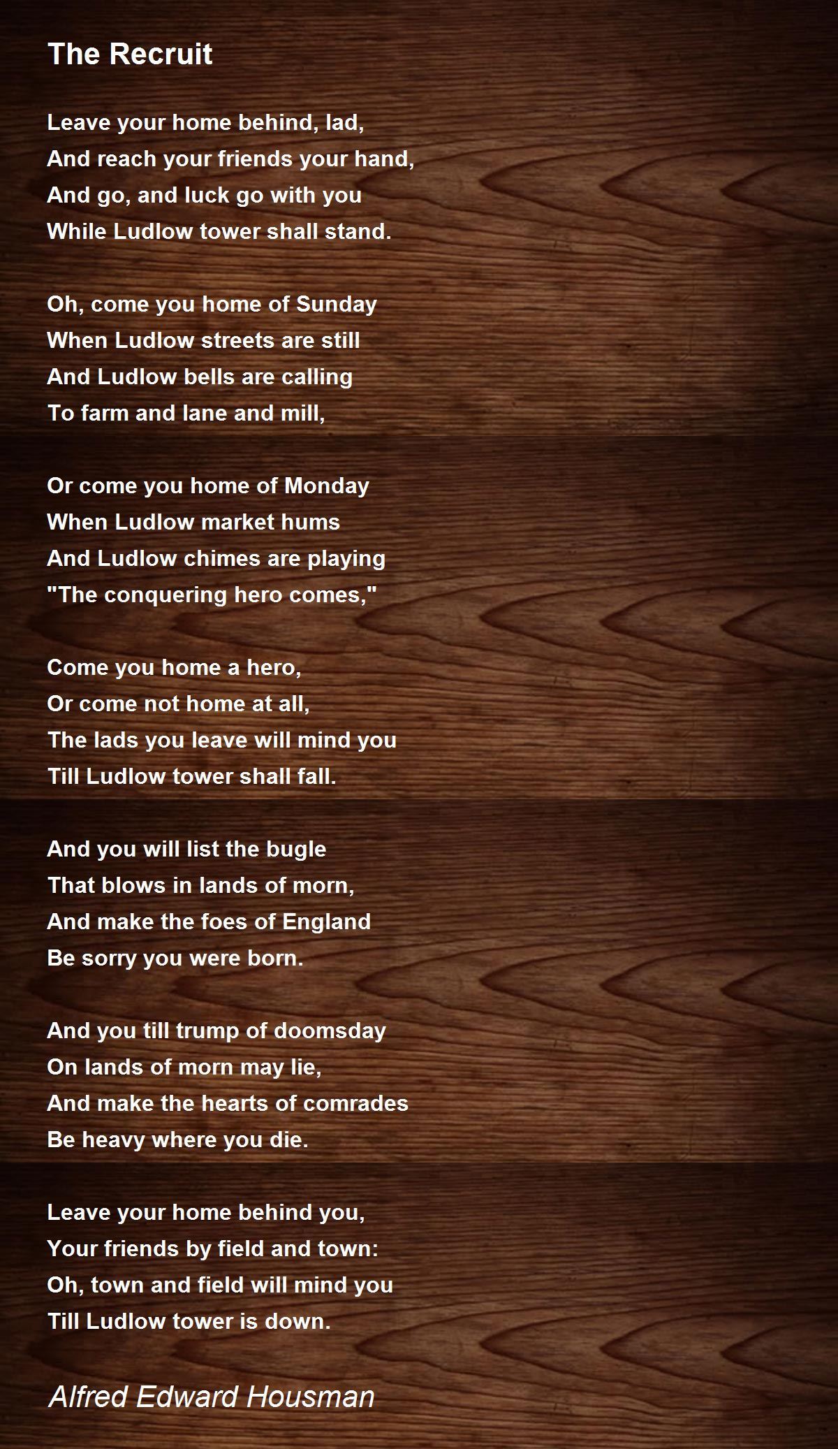 The Recruit Poem by Alfred Edward Housman - Poem Hunter