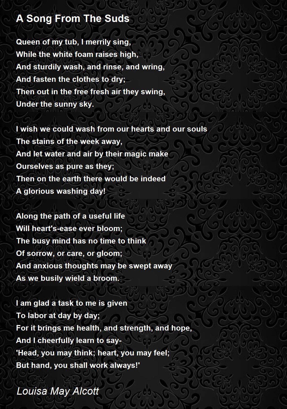 A Song From The Suds Poem by Louisa May Alcott - Poem Hunter