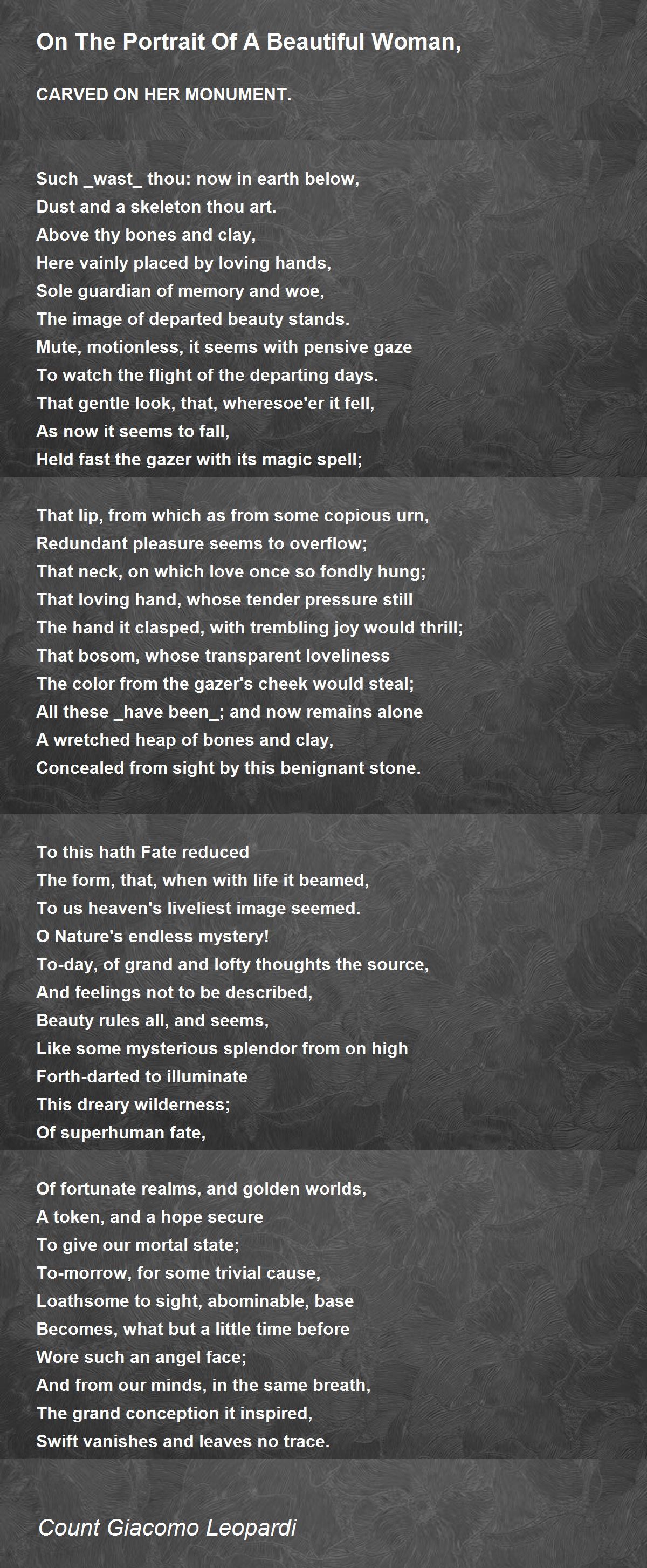 On The Portrait Of A Beautiful Woman, Poem by Count Giacomo Leopardi