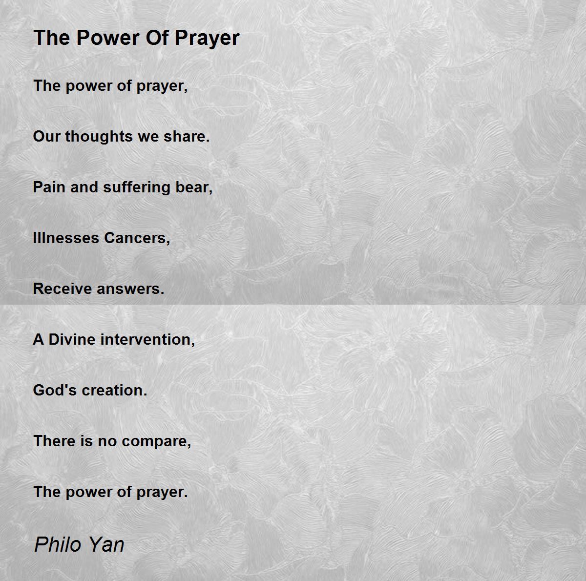 The Power Of Prayer Poem by Philo Yan - Poem Hunter
