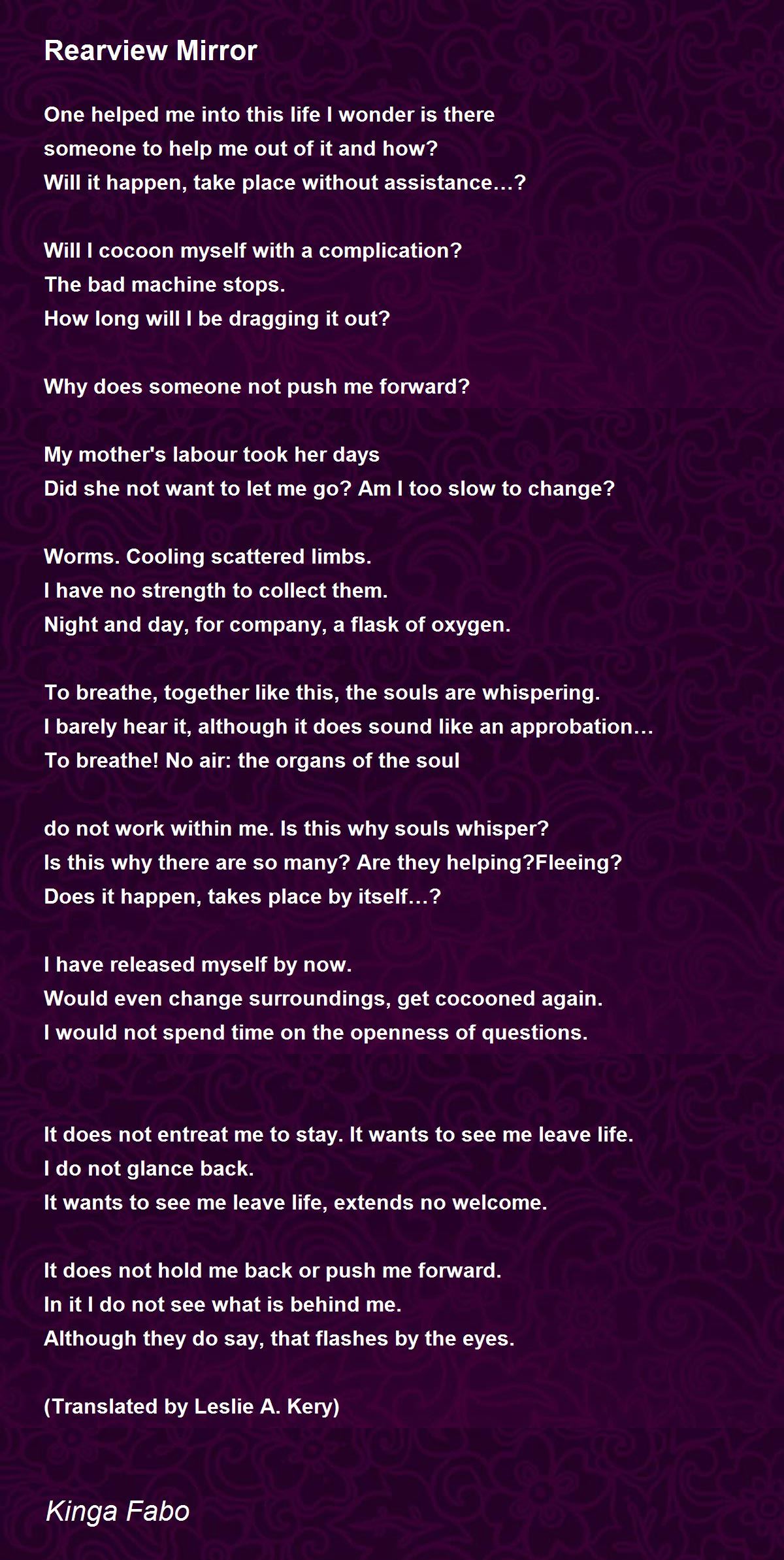 Rearview Mirror Rearview Mirror Poem by Kinga Fabo