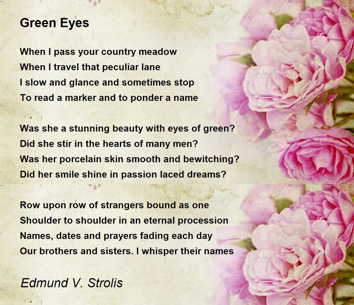 Green Eyes Poem by Edmund V. Strolis Poem Hunter