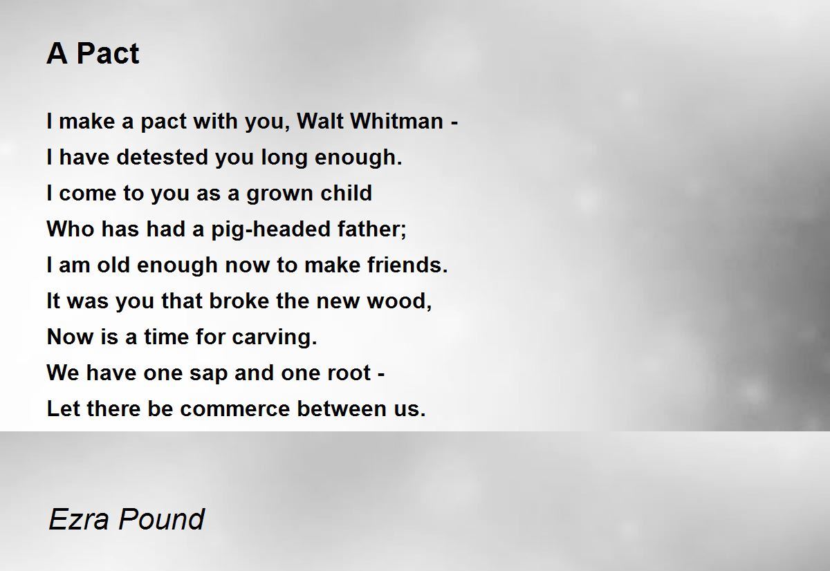 A Pact Poem by Ezra Pound - Poem Hunter