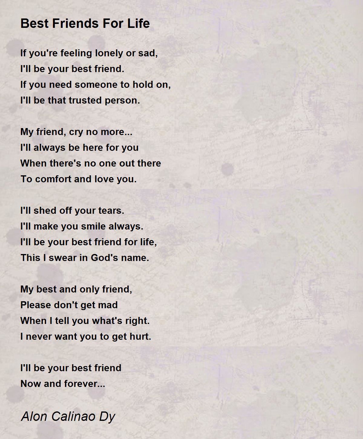 Best Friends For Life Best Friends For Life Poem by Alon Calinao Dy