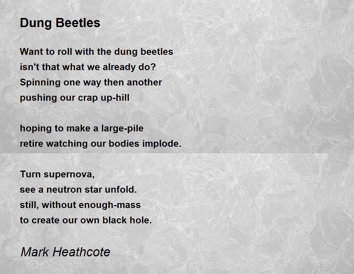 Dung Beetles Dung Beetles Poem by Mark Heathcote