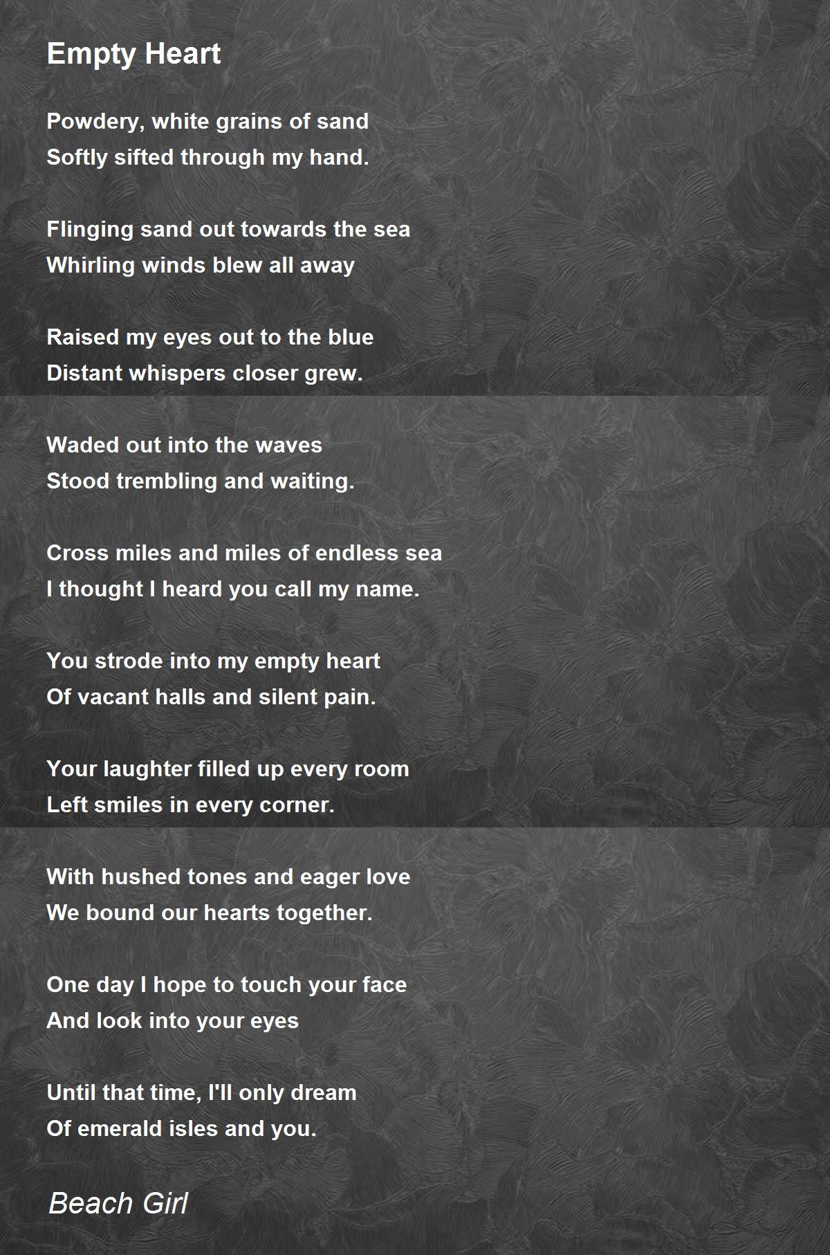 Empty Heart by Beach Girl - Empty Heart Poem