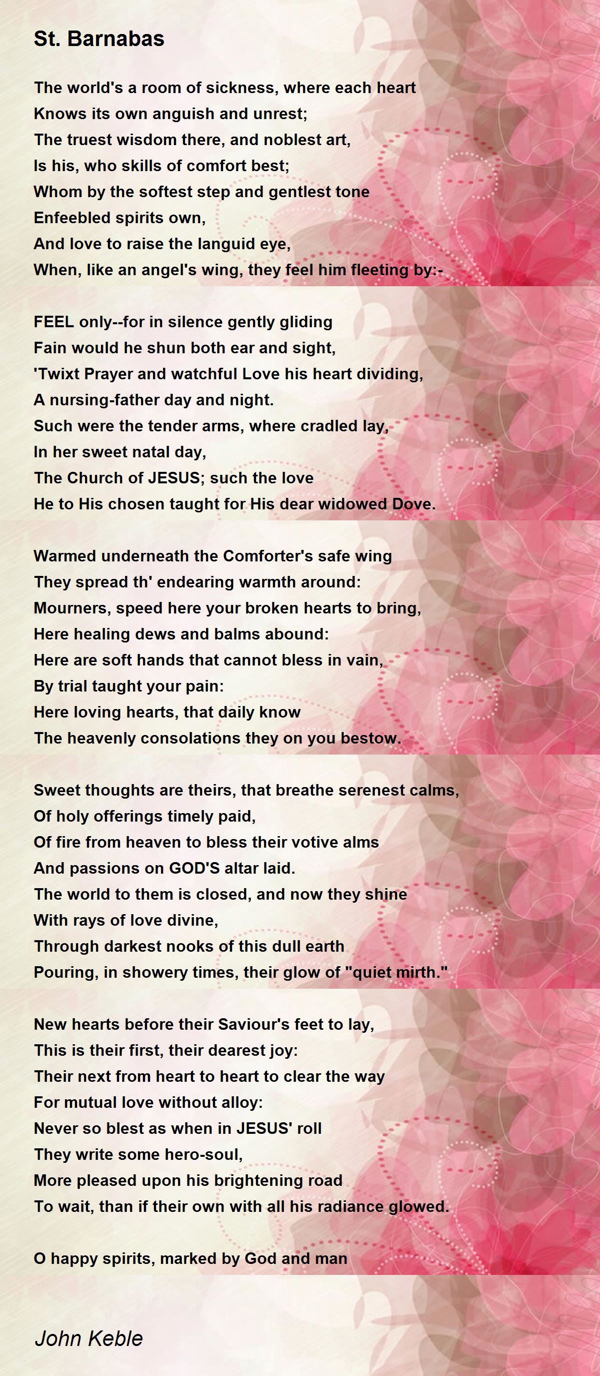 St. Barnabas St. Barnabas Poem by John Keble