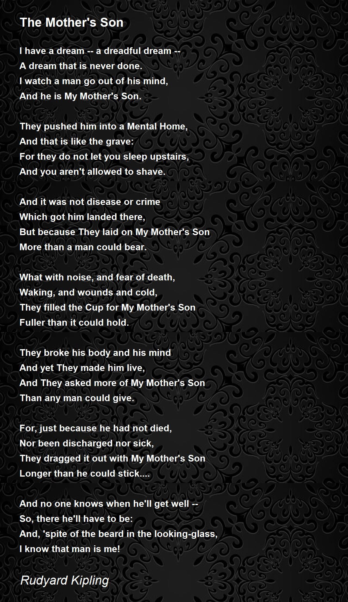 The Mother's Son The Mother's Son Poem by Rudyard Kipling