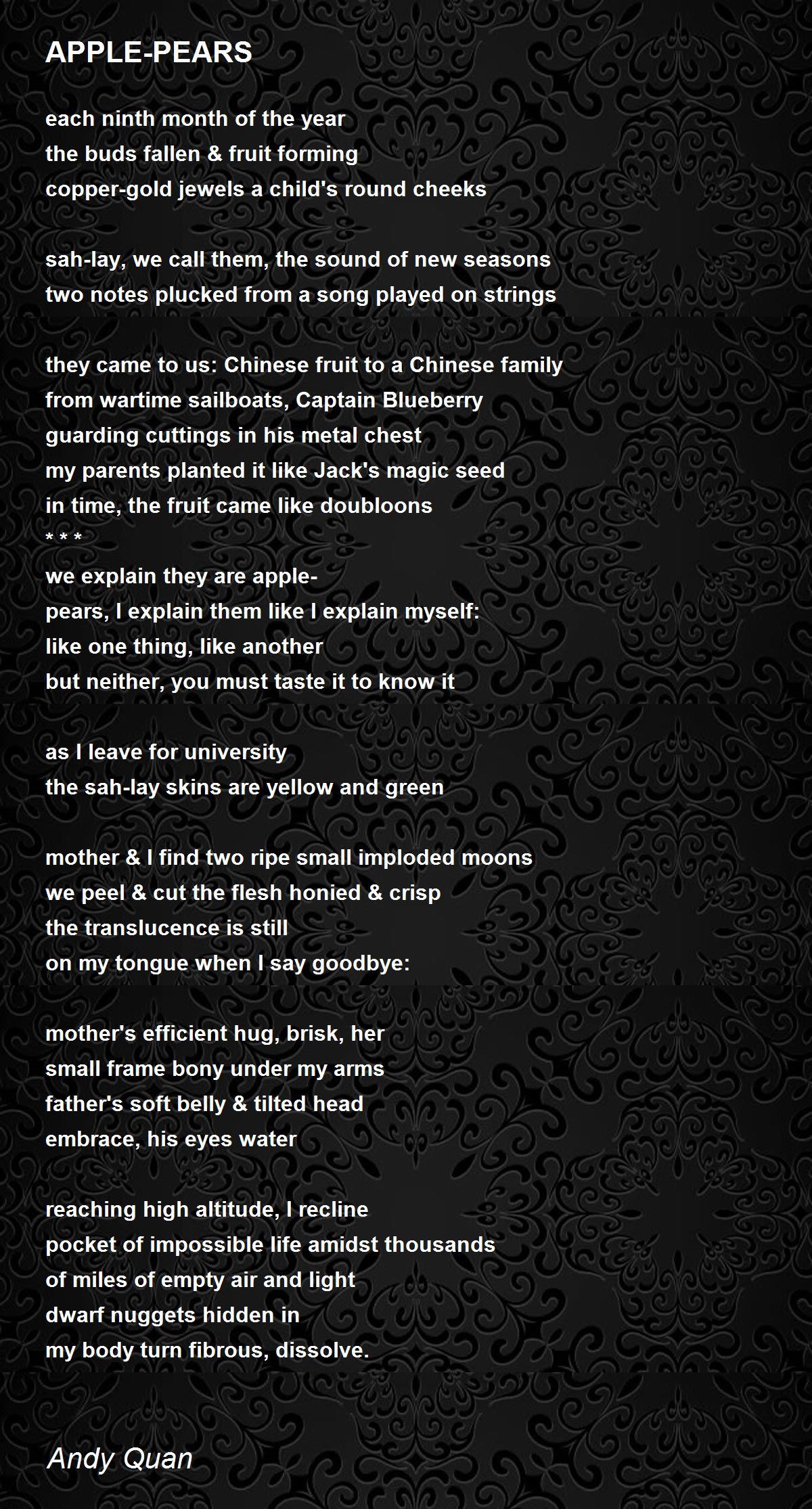APPLEPEARS APPLEPEARS Poem by Andy Quan