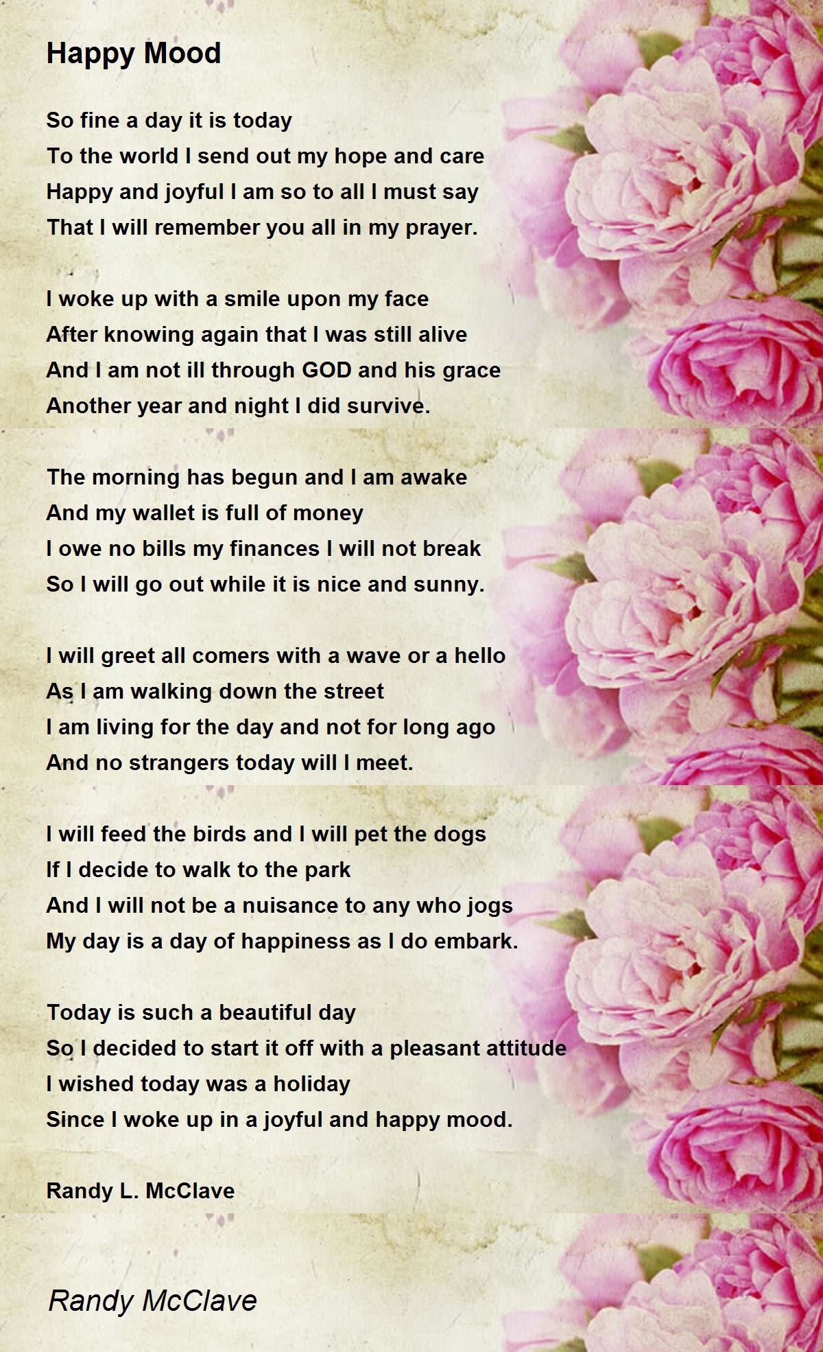 Happy Mood Happy Mood Poem by Randy McClave