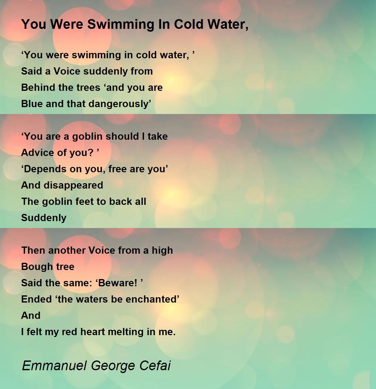 You Were Swimming In Cold Water, You Were Swimming In Cold Water