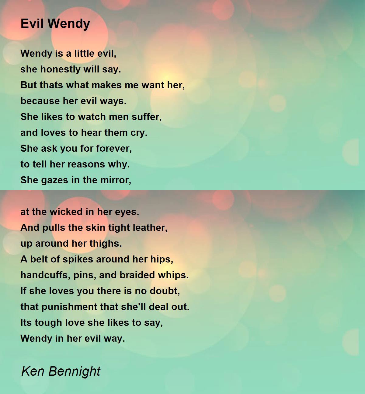 Evil Wendy - Evil Wendy Poem by Saint Cynosure