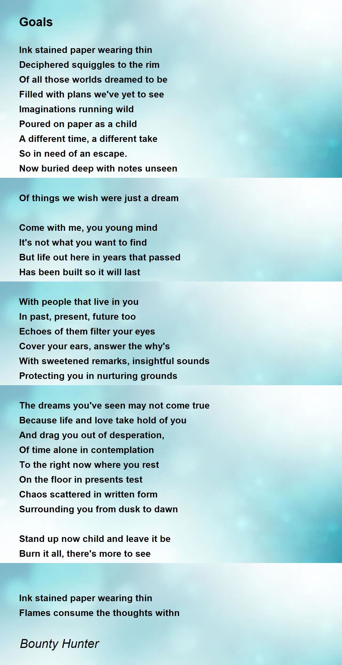 Goals Poem by Bounty Hunter Poem Hunter