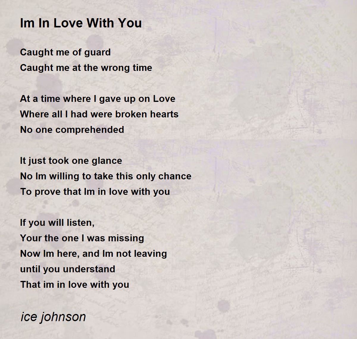 Im In Love With You Im In Love With You Poem by ice johnson