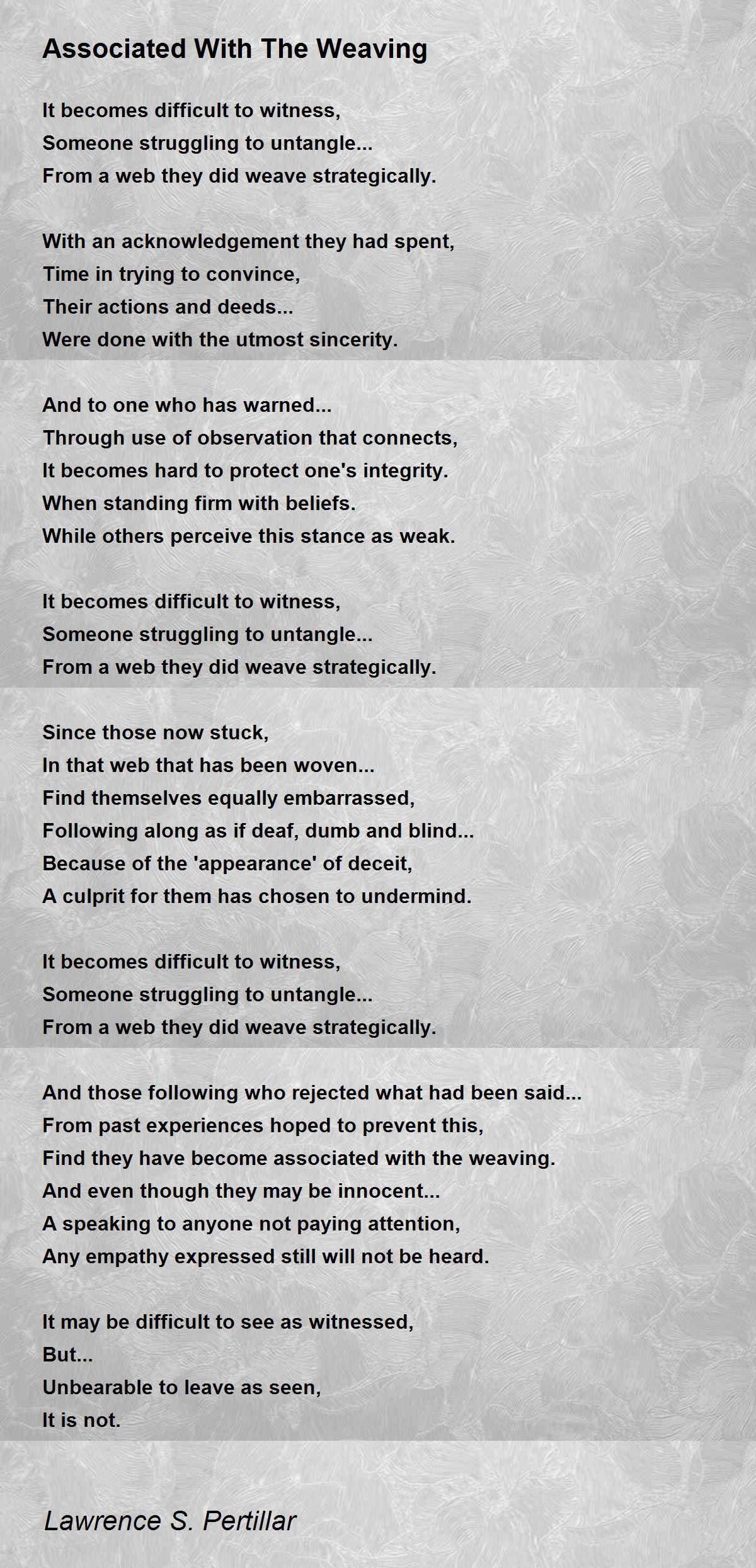 Associated With The Weaving by Lawrence S. Pertillar Associated With