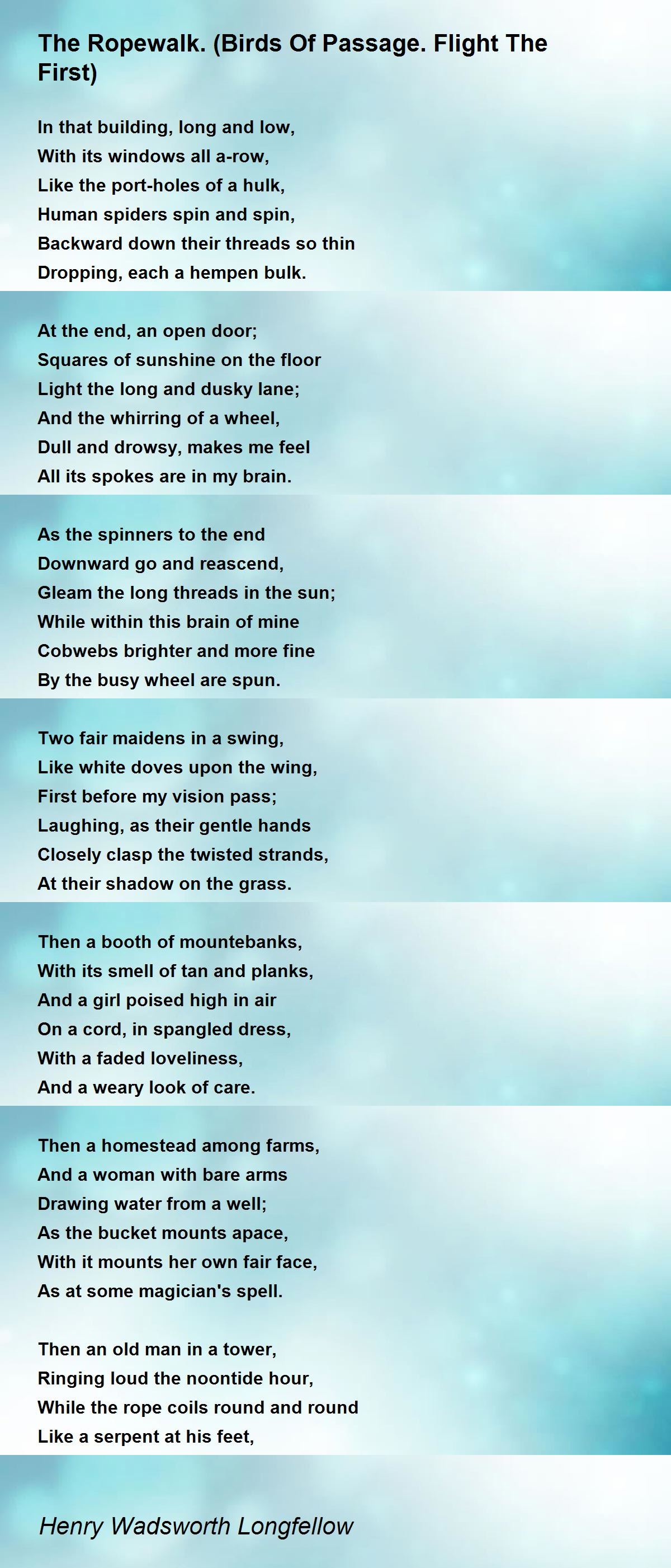 The Ropewalk. (Birds Of Passage. Flight The First) The Ropewalk