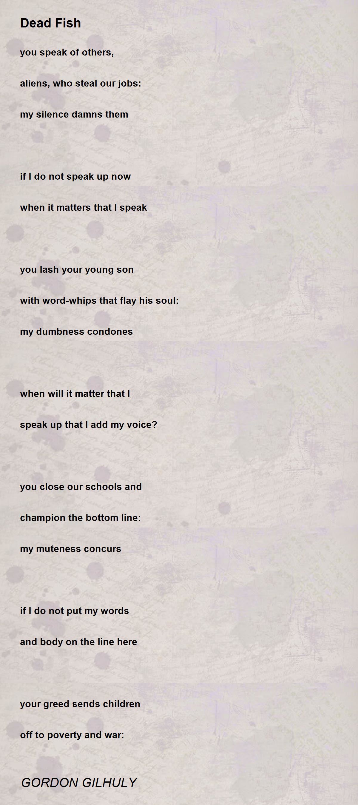 Dead Fish Dead Fish Poem by GORDON GILHULY