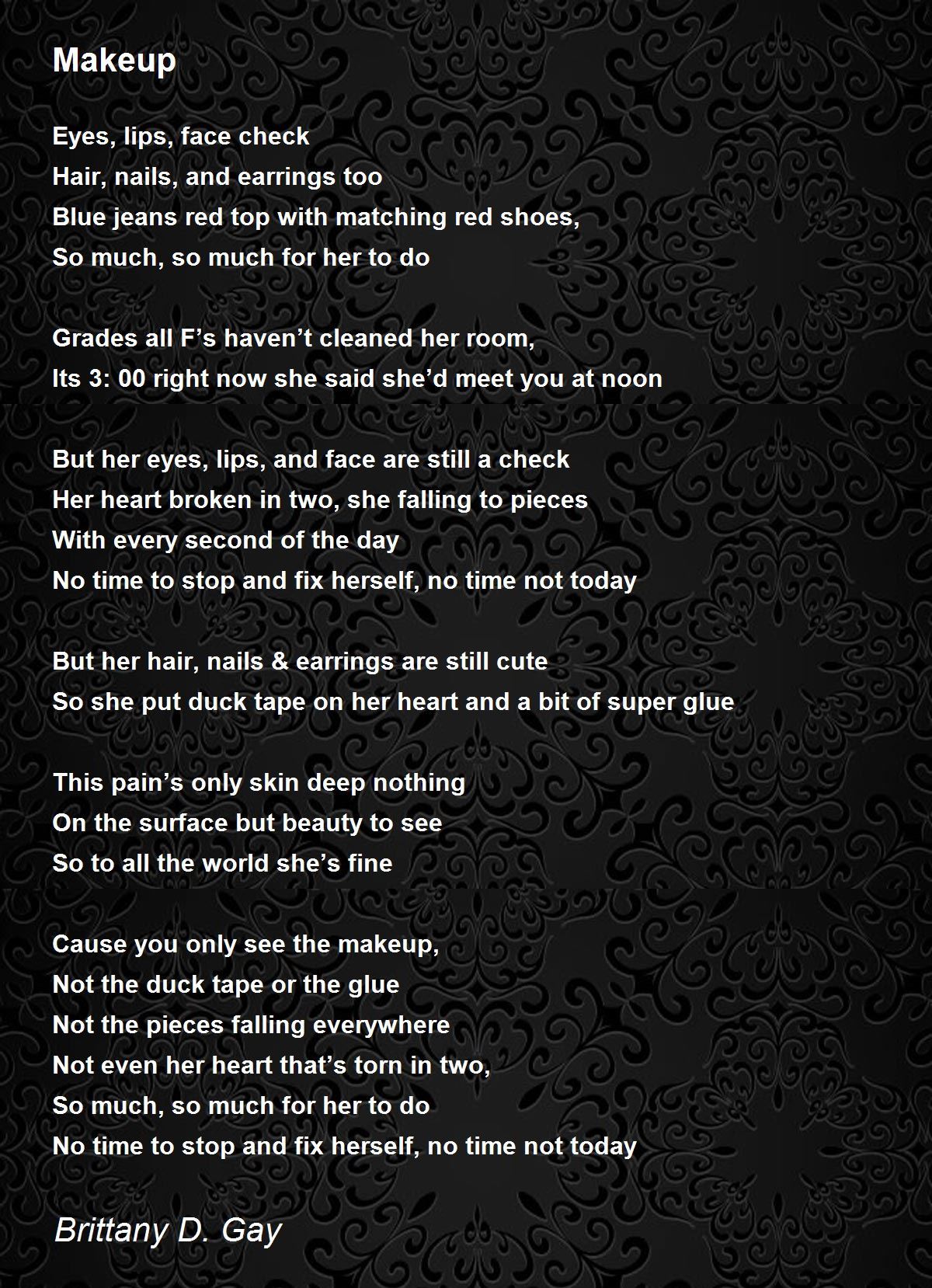 Makeup Poem by Brittany D. Gay Poem Hunter