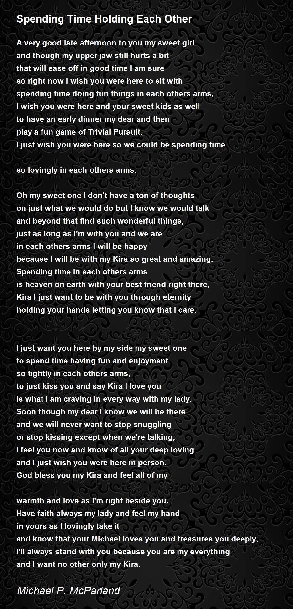 Spending Time Holding Each Other Poem by Michael P. McParland Poem Hunter