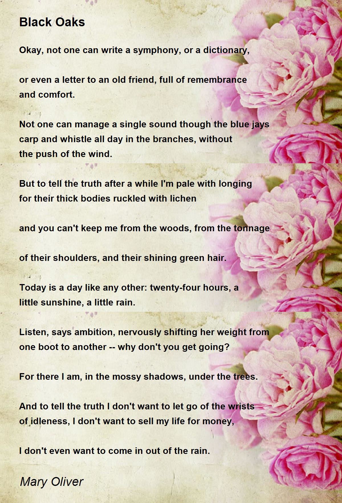 Black Oaks Poem by Mary Oliver - Poem Hunter