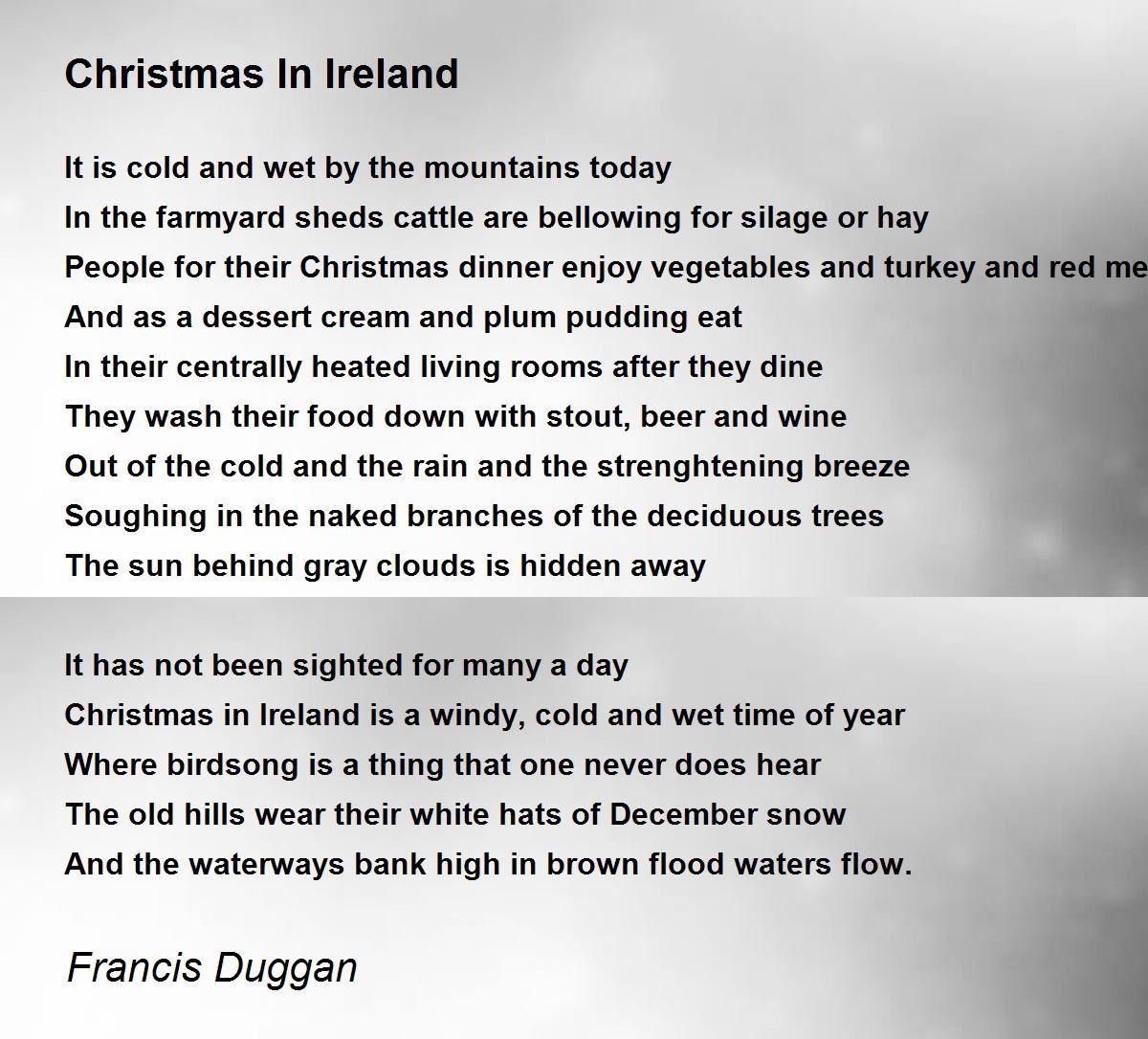 Christmas In Ireland by Francis Duggan Christmas In Ireland Poem